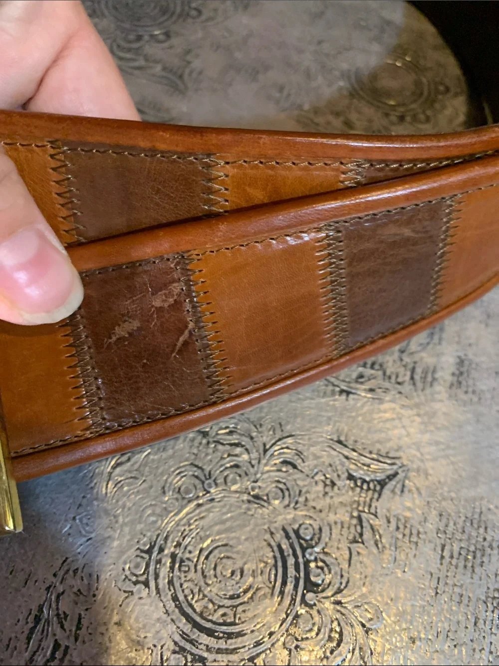Dolce & Gabbana Patchwork Leather Belt Size 54 Made in Italy